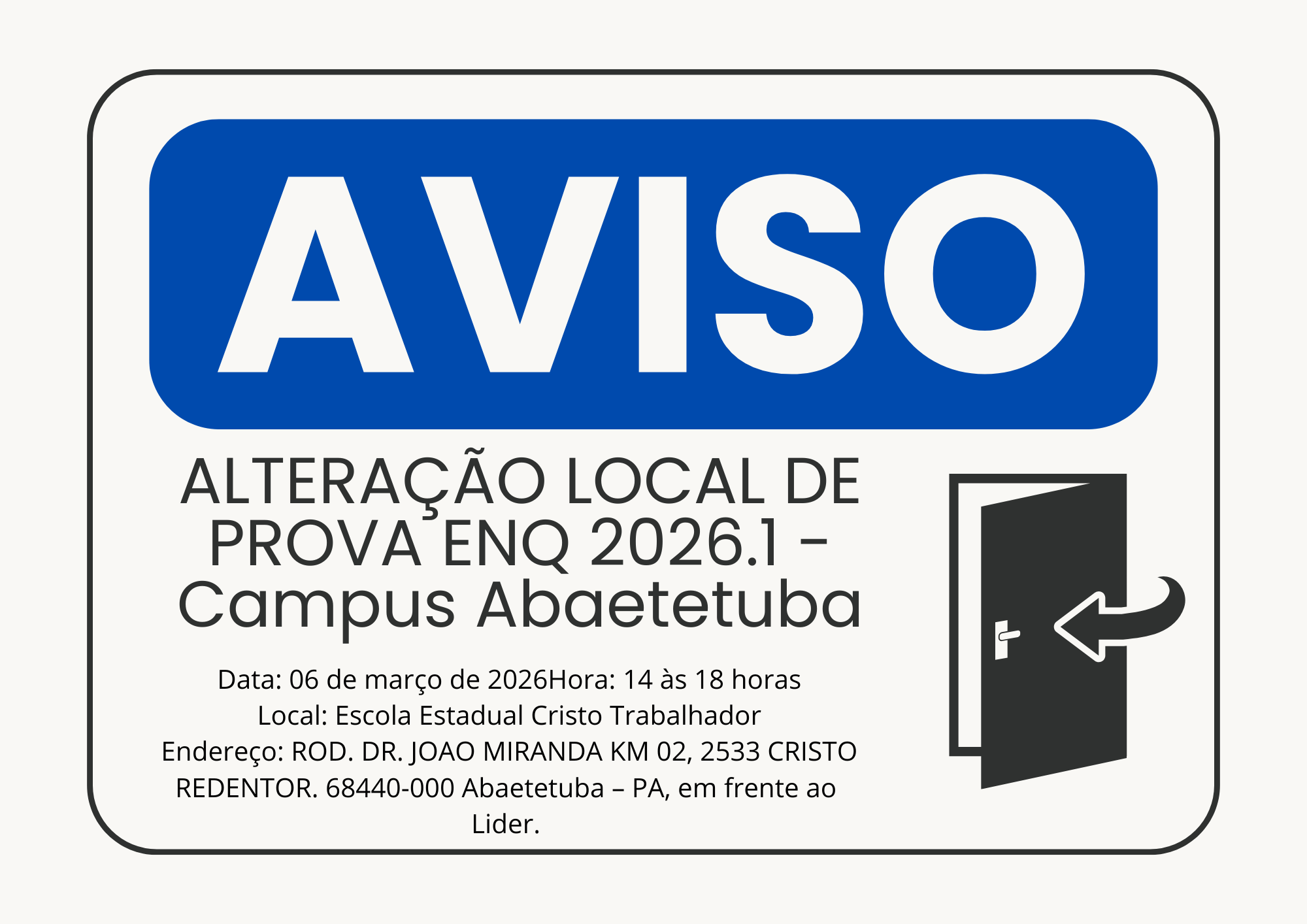 Alteração Local De Prova ENQ 2026.1